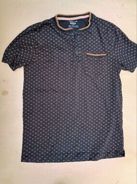 Craft Flow Men T Shirt Medium Navy Short Sleeve Casual Blue Copper Tan